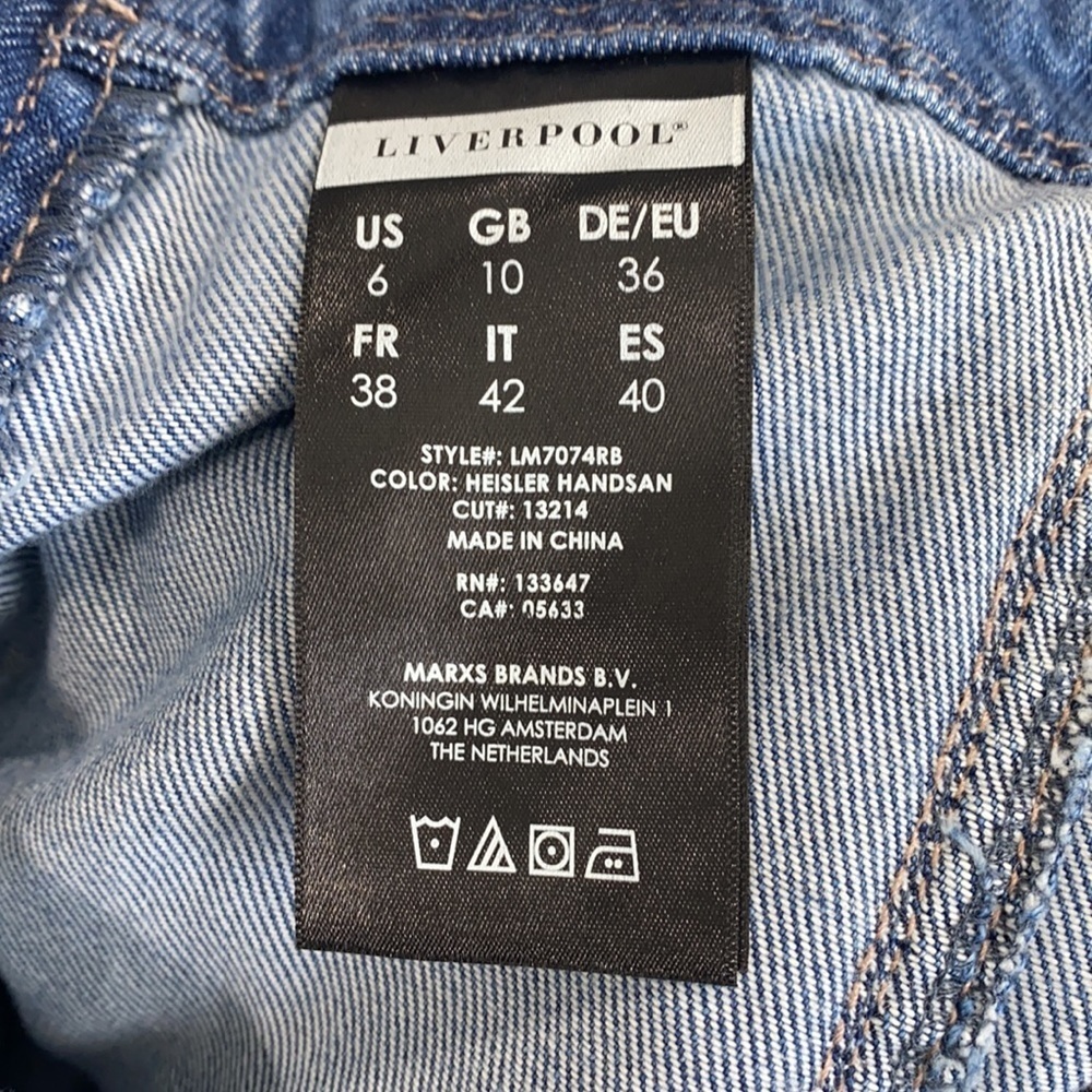 Liverpool Jeans Company Tie Detail Zip Capri Cropped Y2K Style Jeans 6/28 - Picture 6 of 7